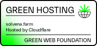 Odznak Green Web Foundation: solvena.farm běží na zeleném hostingu, poskytovatel Cloudflare